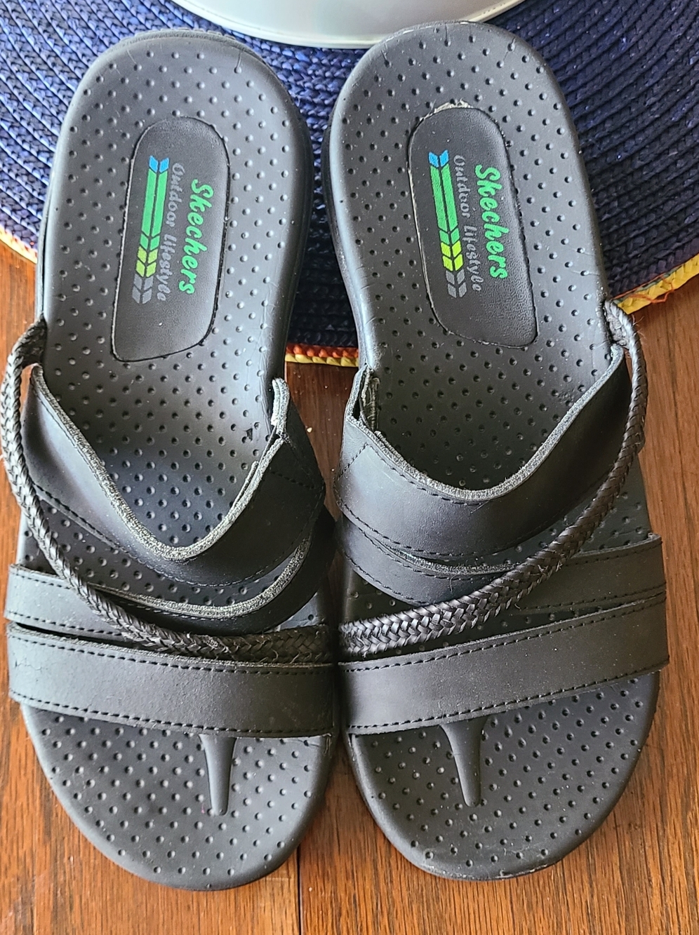 Skechers Black Braided Strap Comfort Sandals